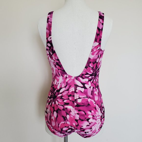 Miraclesuit One Piece Swimsuit Pink Floral Size 10 perfect condition Slimming - Picture 2 of 15